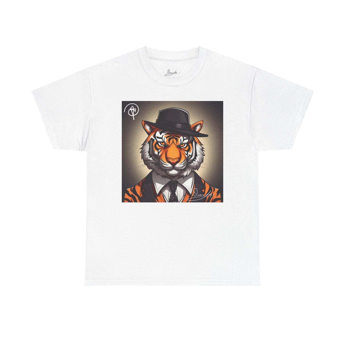 DuaneJay Tiger Gentleman T-Shirt — bold tiger graphic tee featuring a distinguished tiger in gentleman style, a powerful streetwear statement for those who wear confidence with class