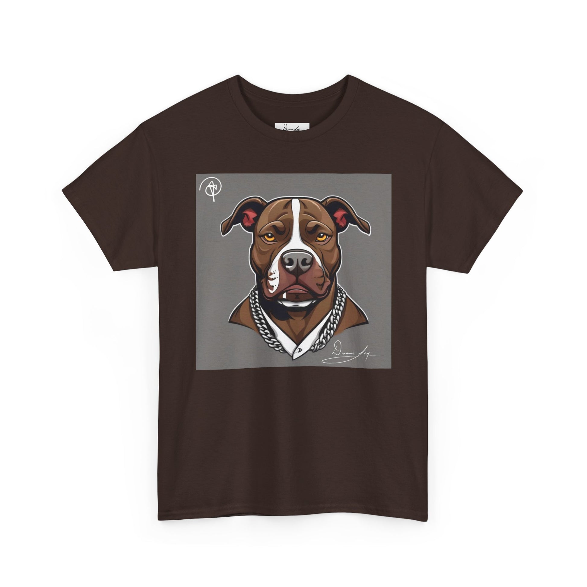 DuaneJay Pit Bull Portrait T-Shirt — stylish dog lover graphic tee streetwear