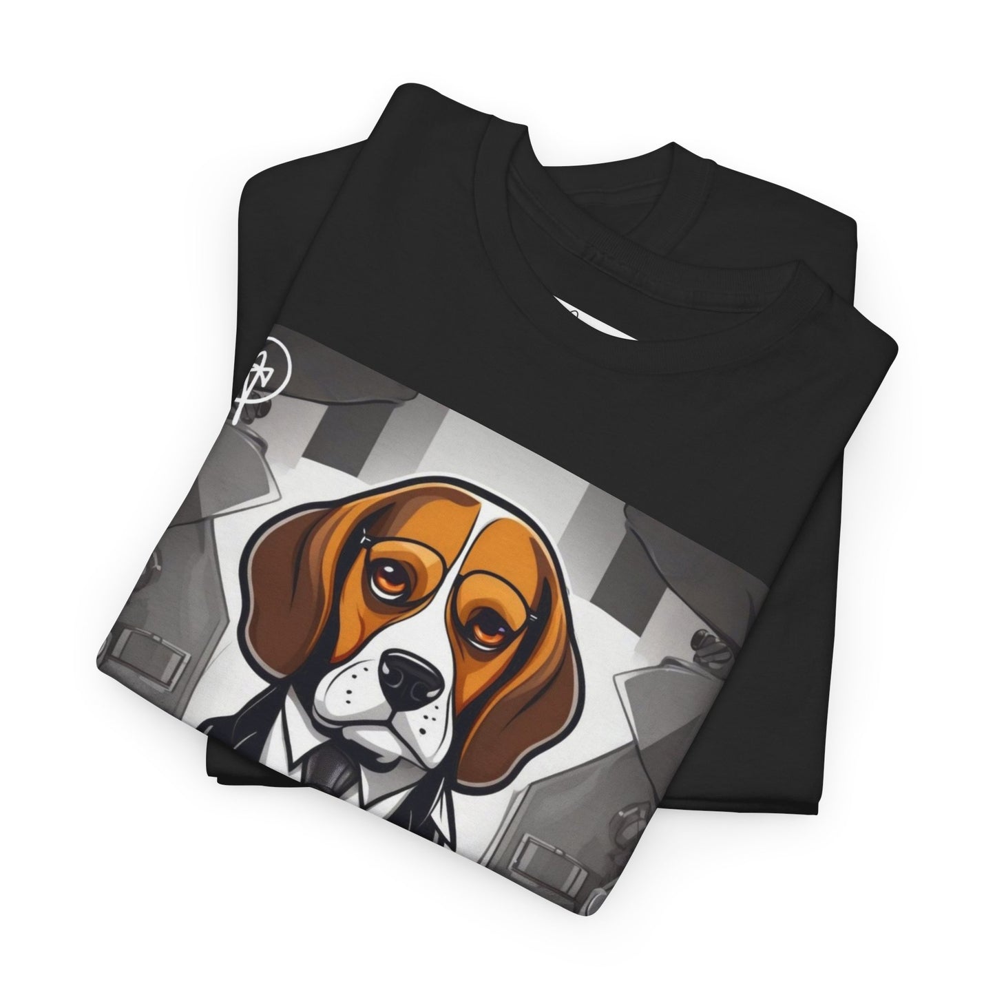DuaneJay Beagle in a Suit T-Shirt — funny formal dog graphic tee featuring an adorable beagle dressed in a dapper suit, perfect for dog lovers who love bold streetwear style