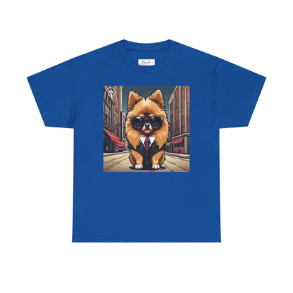 DuaneJay Pomeranian Business Dog T-Shirt — cute Pomeranian in suit graphic tee streetwear