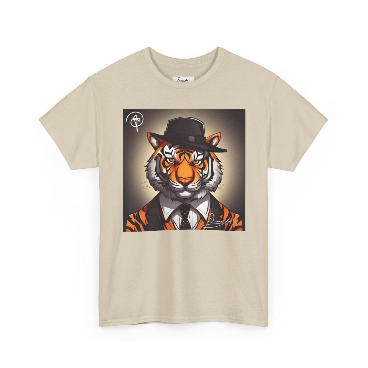 DuaneJay Tiger Gentleman T-Shirt — bold tiger graphic tee featuring a distinguished tiger in gentleman style, a powerful streetwear statement for those who wear confidence with class