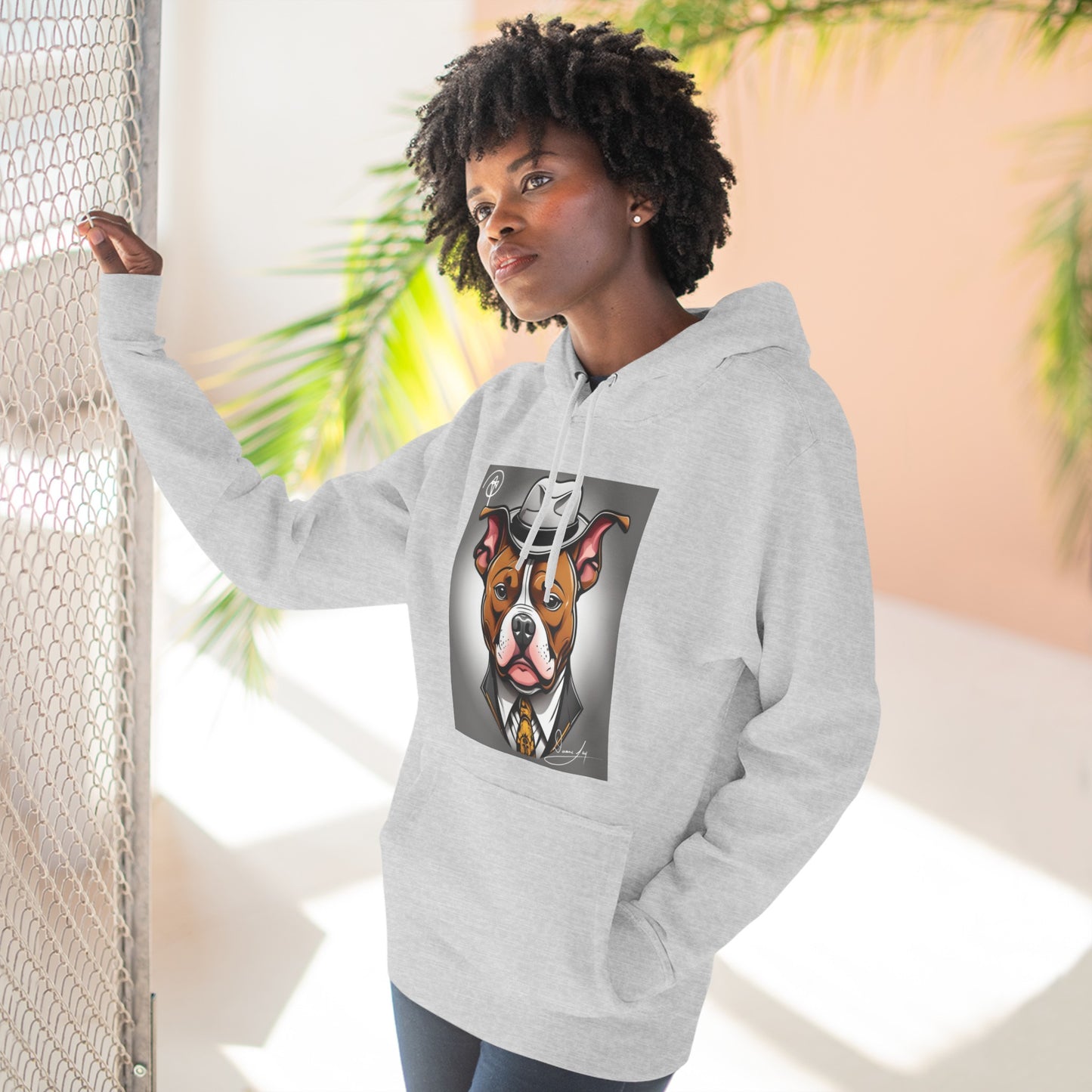 Three-Panel Lucky Pitbull Fleece Hoodie