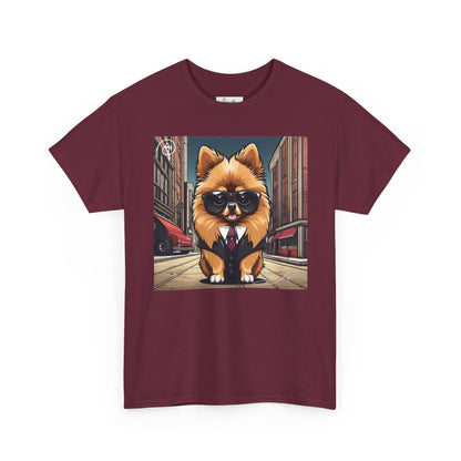 DuaneJay Pomeranian Business Dog T-Shirt — cute Pomeranian in suit graphic tee streetwear