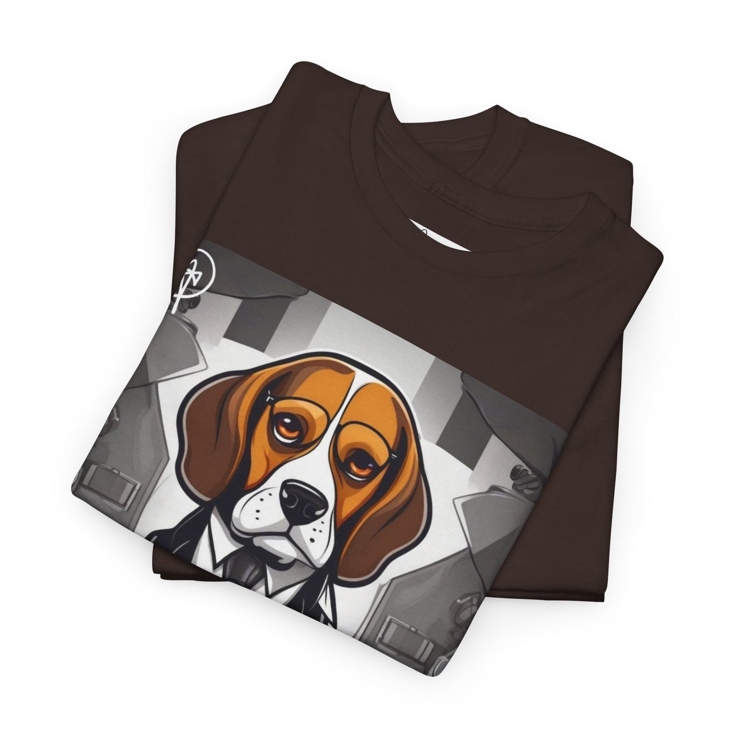 DuaneJay Beagle in a Suit T-Shirt — funny formal dog graphic tee featuring an adorable beagle dressed in a dapper suit, perfect for dog lovers who love bold streetwear style
