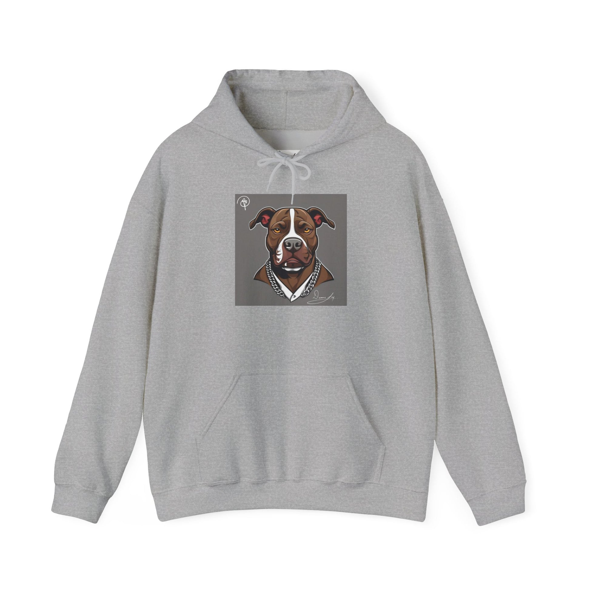 DuaneJay Pitbull Portrait Hoodie — premium streetwear pullover featuring a striking pitbull portrait graphic, crafted for dog lovers who wear their passion with bold confidence and signature DuaneJay Fashion style