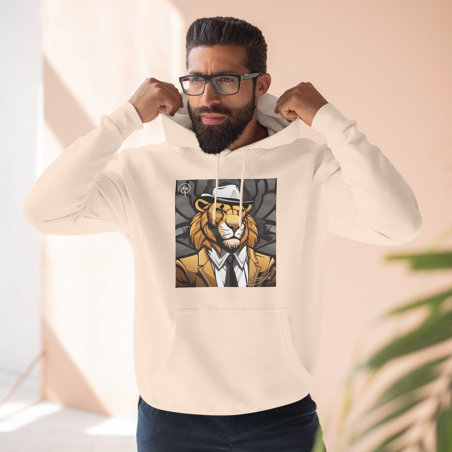 Three-Panel Lion Fleece Hoodie