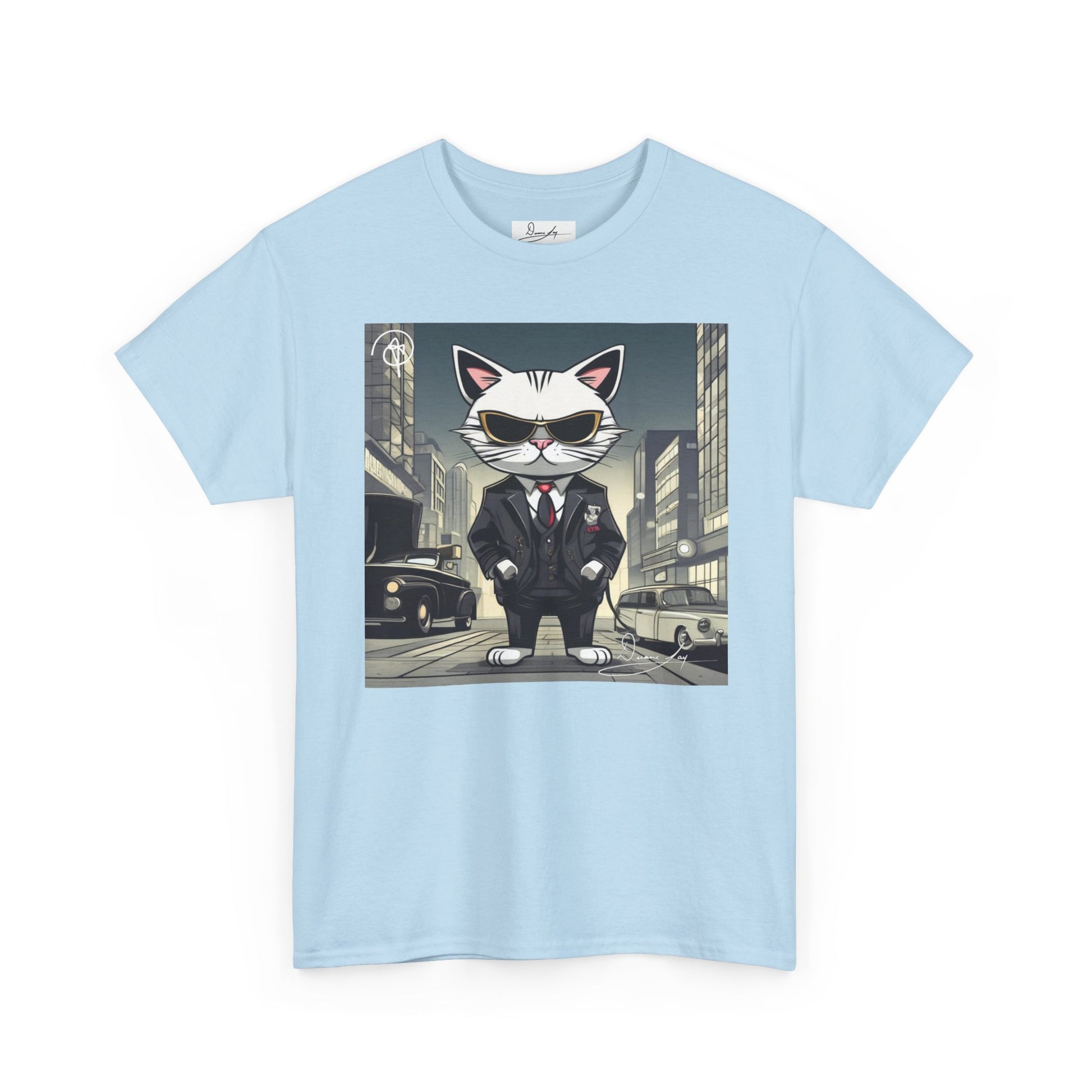 DuaneJay Cat Mafia Graphic Tee — cool cat in suit streetwear graphic tee