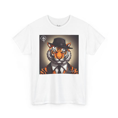 DuaneJay Tiger Gentleman T-Shirt — bold tiger graphic tee featuring a distinguished tiger in gentleman style, a powerful streetwear statement for those who wear confidence with class