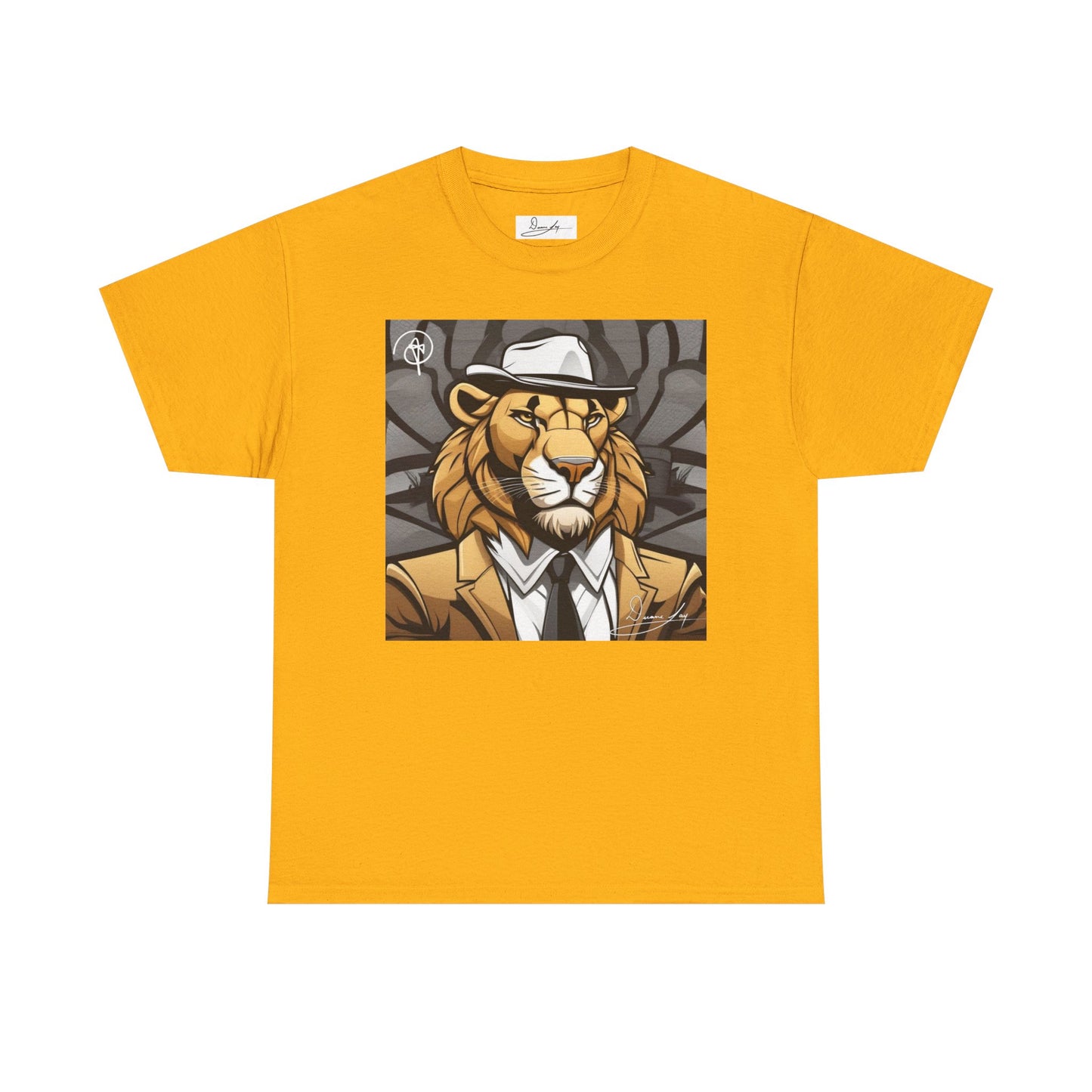 DuaneJay Lion Gangster Graphic Tee — powerful streetwear tee featuring a bold lion with gangster-inspired artistry, symbolizing strength, dominance, and signature style
