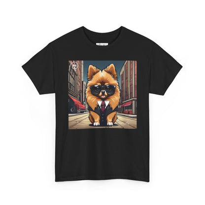 DuaneJay Pomeranian Business Dog T-Shirt — cute Pomeranian in suit graphic tee streetwear