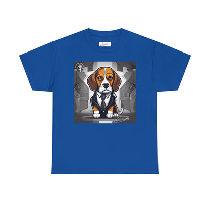 DuaneJay Beagle in a Suit T-Shirt — funny formal dog graphic tee featuring an adorable beagle dressed in a dapper suit, perfect for dog lovers who love bold streetwear style