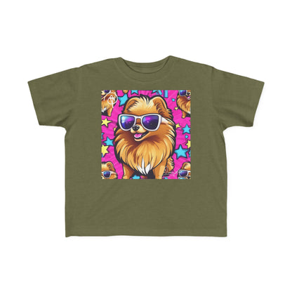 DuaneJay Toddler Tee Cool Pomeranian Sunglasses Graphic — adorable kids graphic tee featuring a cool Pomeranian rocking sunglasses, a fun and stylish streetwear-inspired look for the littlest members of the DuaneJay Fashion family
