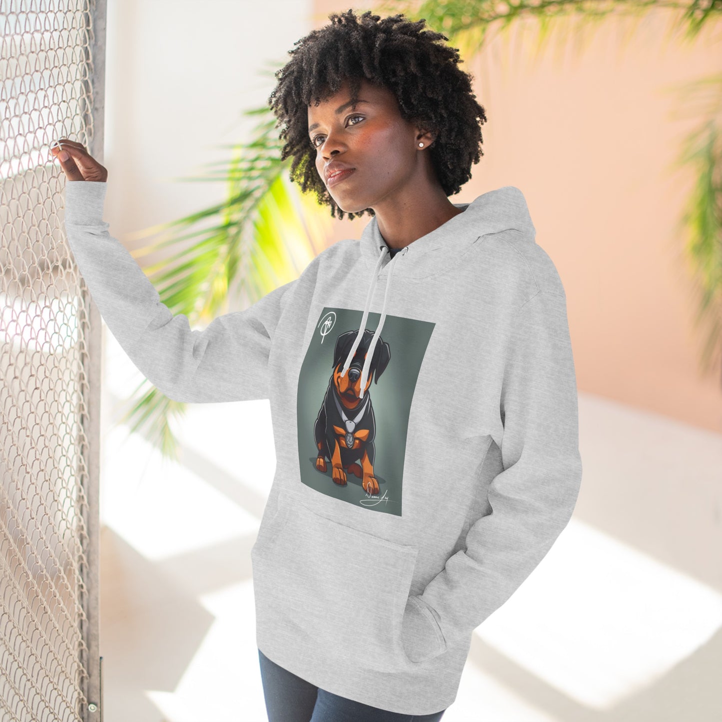 Three-Panel Rottweiler Fleece Hoodie