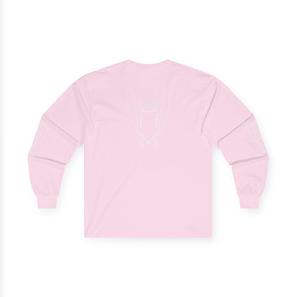 DuaneJay Signature Icon Long Sleeve White Label — premium streetwear long sleeve featuring a bold white signature icon with an exclusive back design, crafted for comfort and style, the ultimate statement piece for those who live and breathe the DuaneJay Fashion lifestyle with confidence and distinction