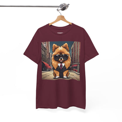 DuaneJay Pomeranian Business Dog T-Shirt — cute Pomeranian in suit graphic tee streetwear