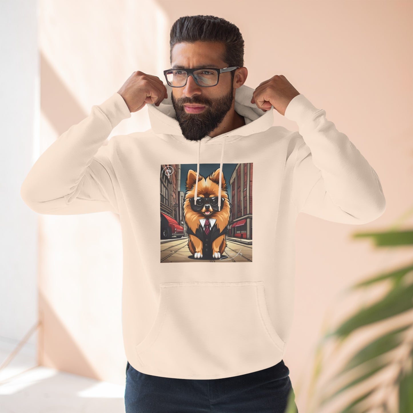 Pomeranian Three-Panel Unisex Fleece Hoodie