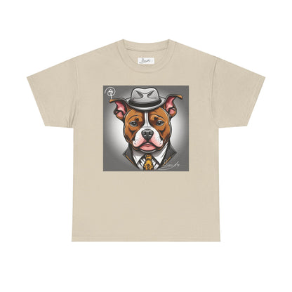 DuaneJay Gentleman Pitbull Tee — distinguished graphic tee featuring a dapper pitbull portrait blending elegance with bold streetwear energy for dog lovers with class and confidence