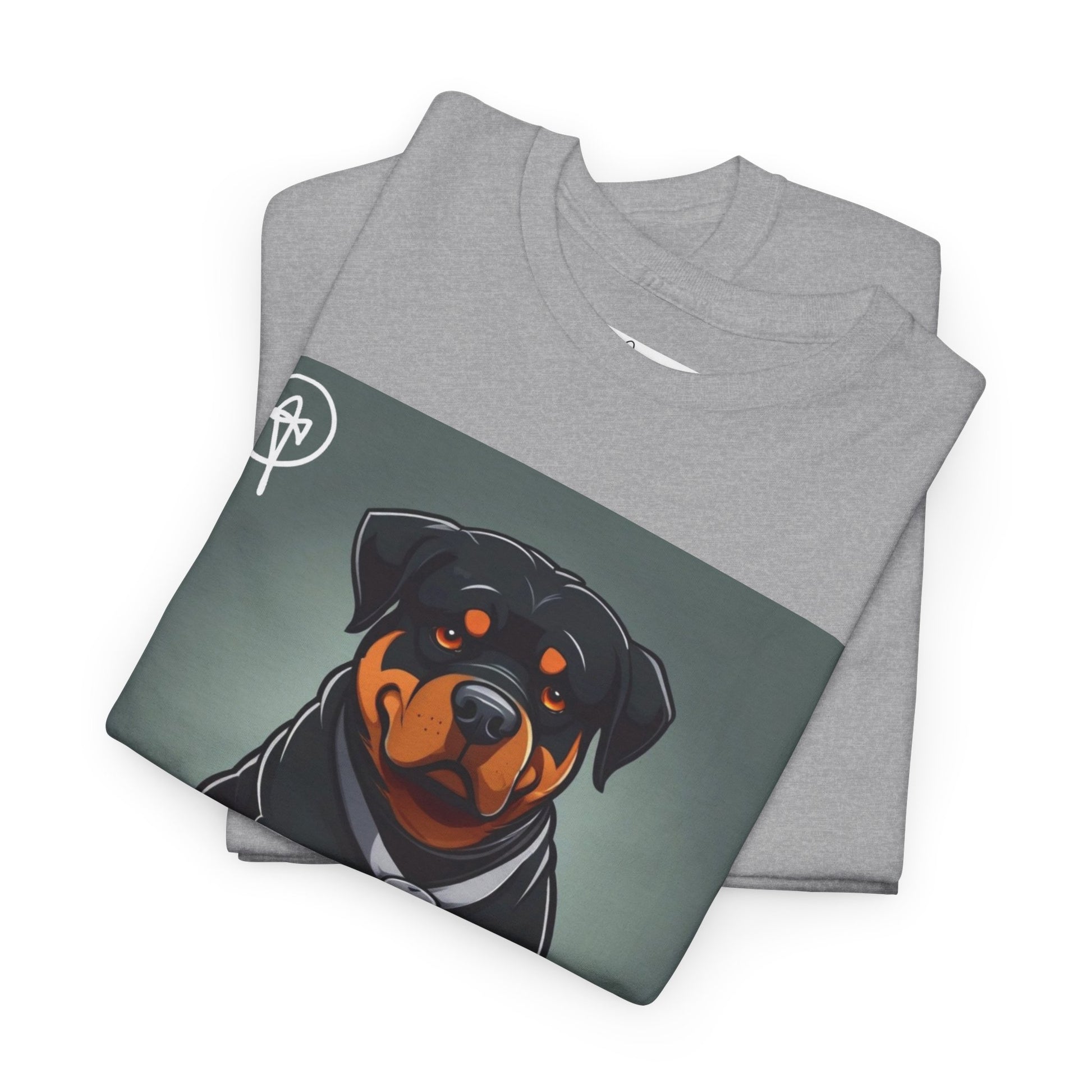 DuaneJay Rottweiler Puppy Portrait T-Shirt — charming graphic tee featuring an adorable Rottweiler puppy rendered in stunning artistic detail, a perfect blend of cuteness and signature streetwear style for devoted dog lovers