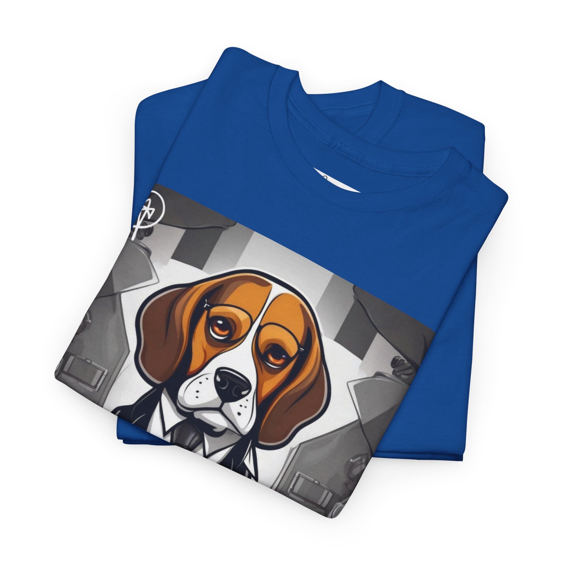 DuaneJay Beagle in a Suit T-Shirt — funny formal dog graphic tee featuring an adorable beagle dressed in a dapper suit, perfect for dog lovers who love bold streetwear style