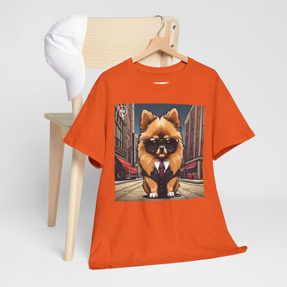 DuaneJay Pomeranian Business Dog T-Shirt — cute Pomeranian in suit graphic tee streetwear