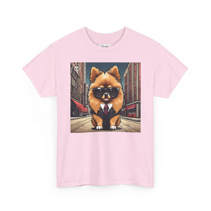 DuaneJay Pomeranian Business Dog T-Shirt — cute Pomeranian in suit graphic tee streetwear