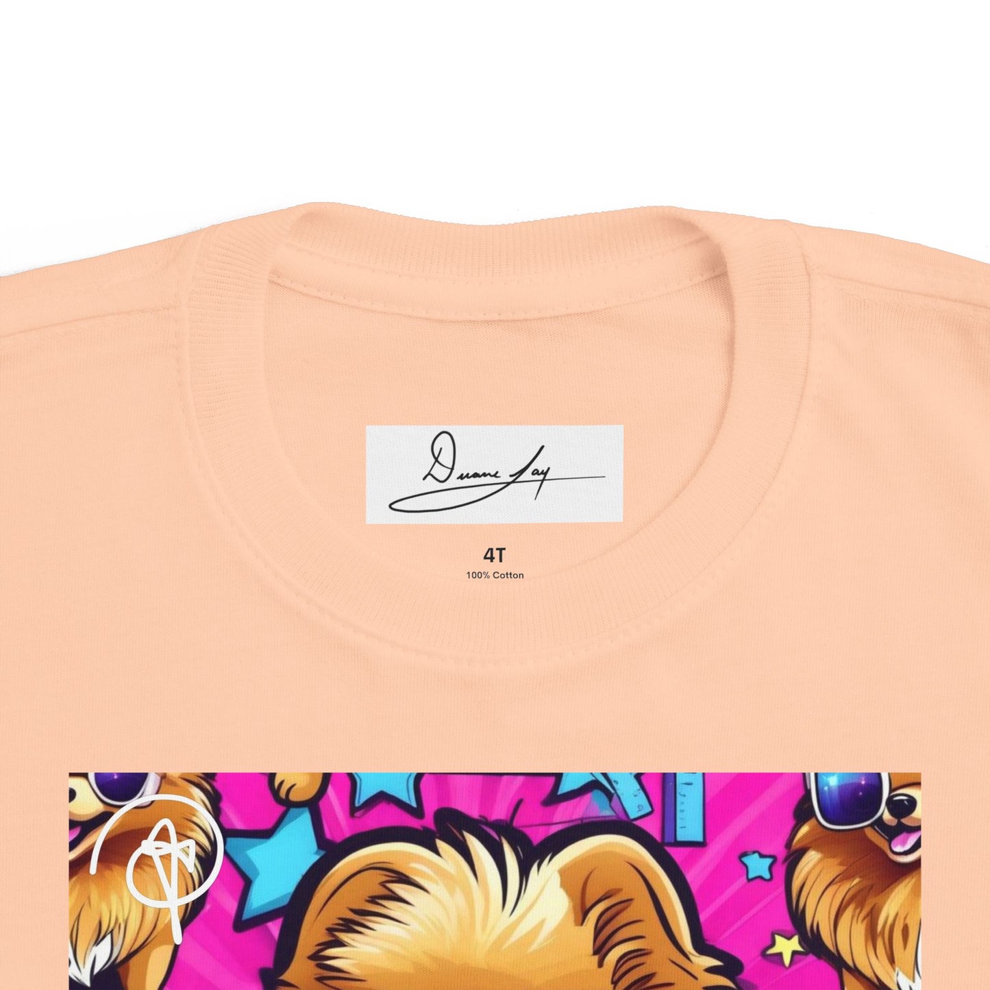 DuaneJay Toddler Tee Cool Pomeranian Sunglasses Graphic — adorable kids graphic tee featuring a cool Pomeranian rocking sunglasses, a fun and stylish streetwear-inspired look for the littlest members of the DuaneJay Fashion family