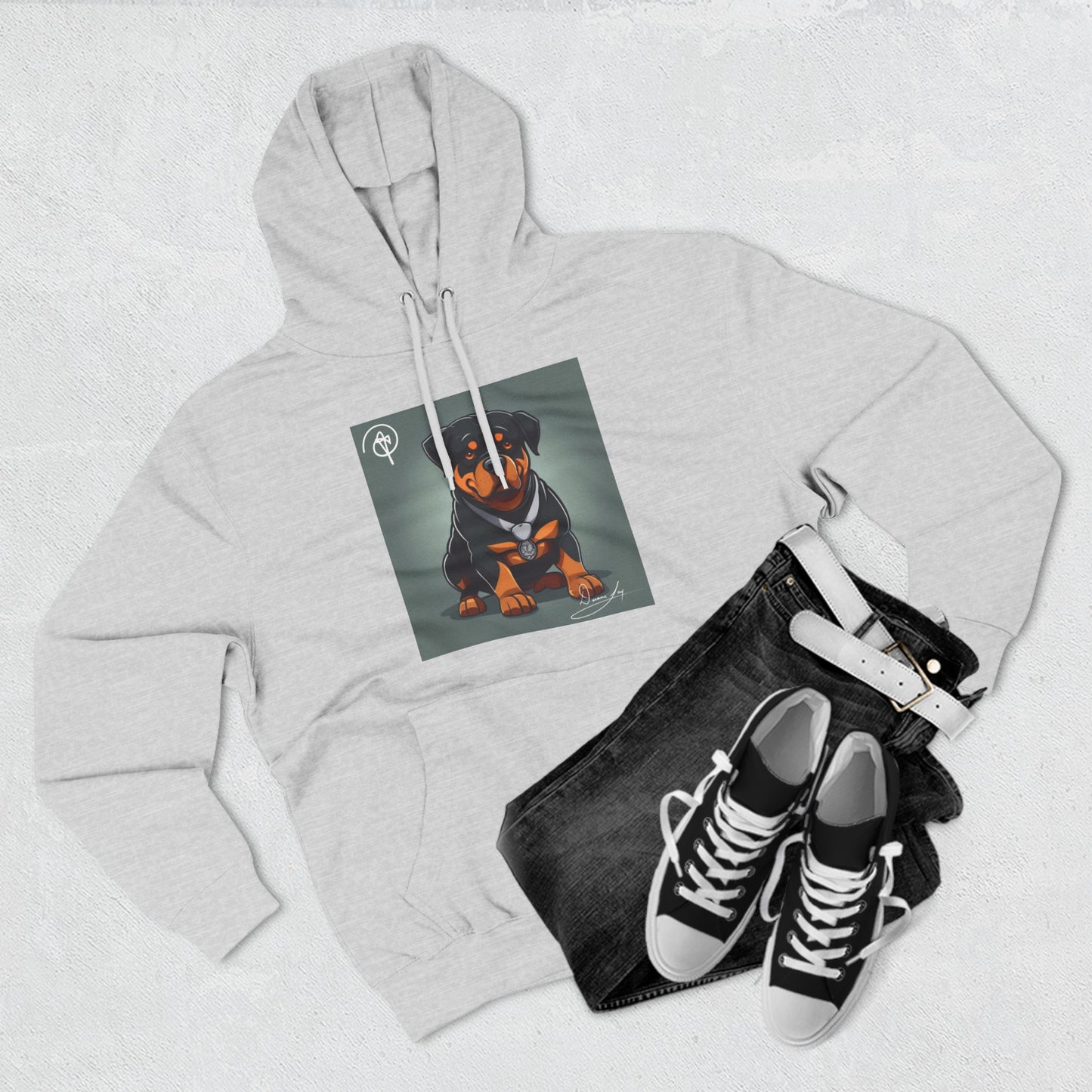 Three-Panel Rottweiler Fleece Hoodie