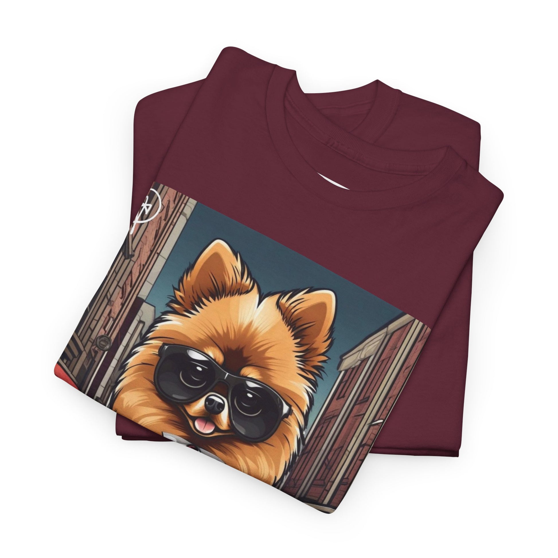 DuaneJay Pomeranian Business Dog T-Shirt — cute Pomeranian in suit graphic tee streetwear