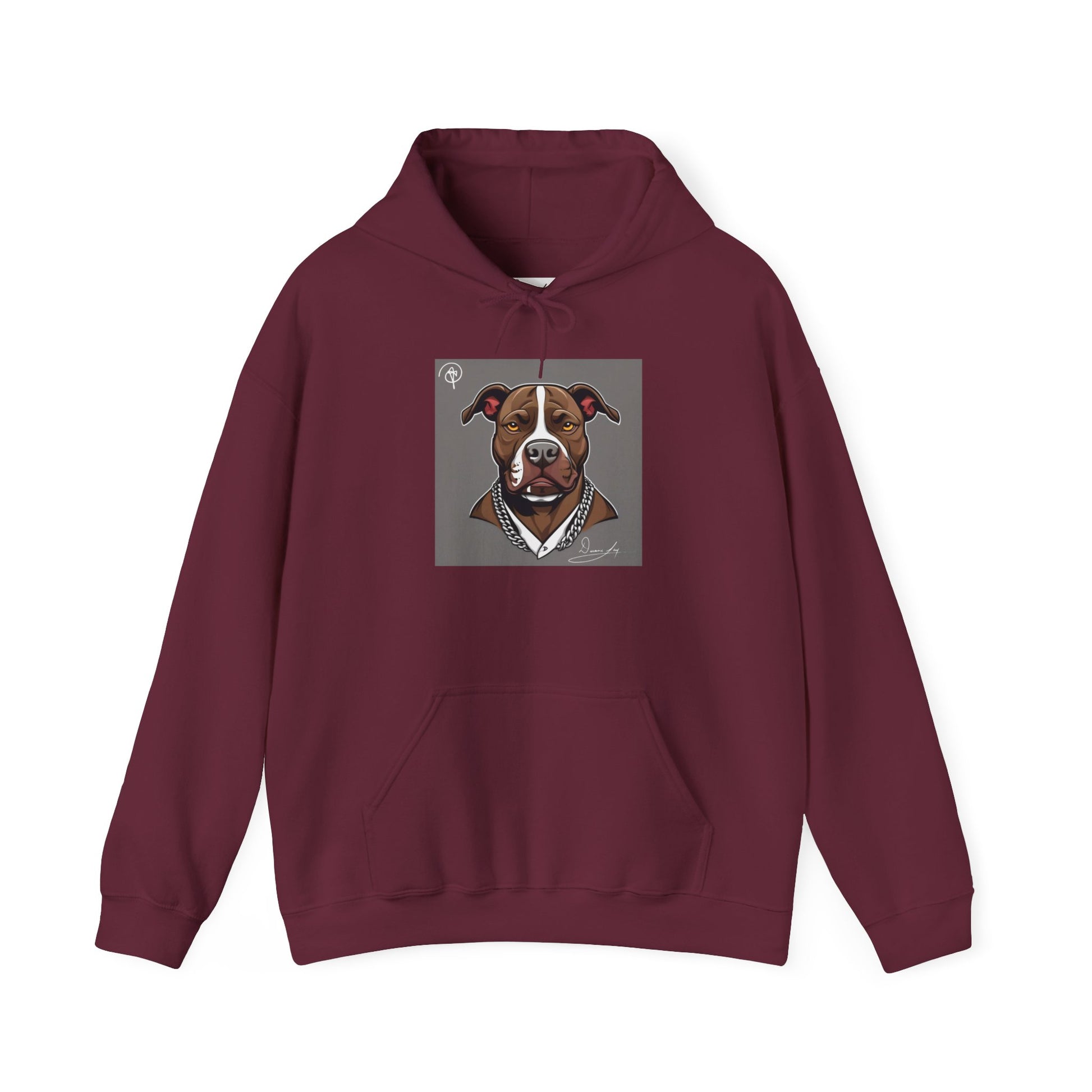 DuaneJay Pitbull Portrait Hoodie — premium streetwear pullover featuring a striking pitbull portrait graphic, crafted for dog lovers who wear their passion with bold confidence and signature DuaneJay Fashion style