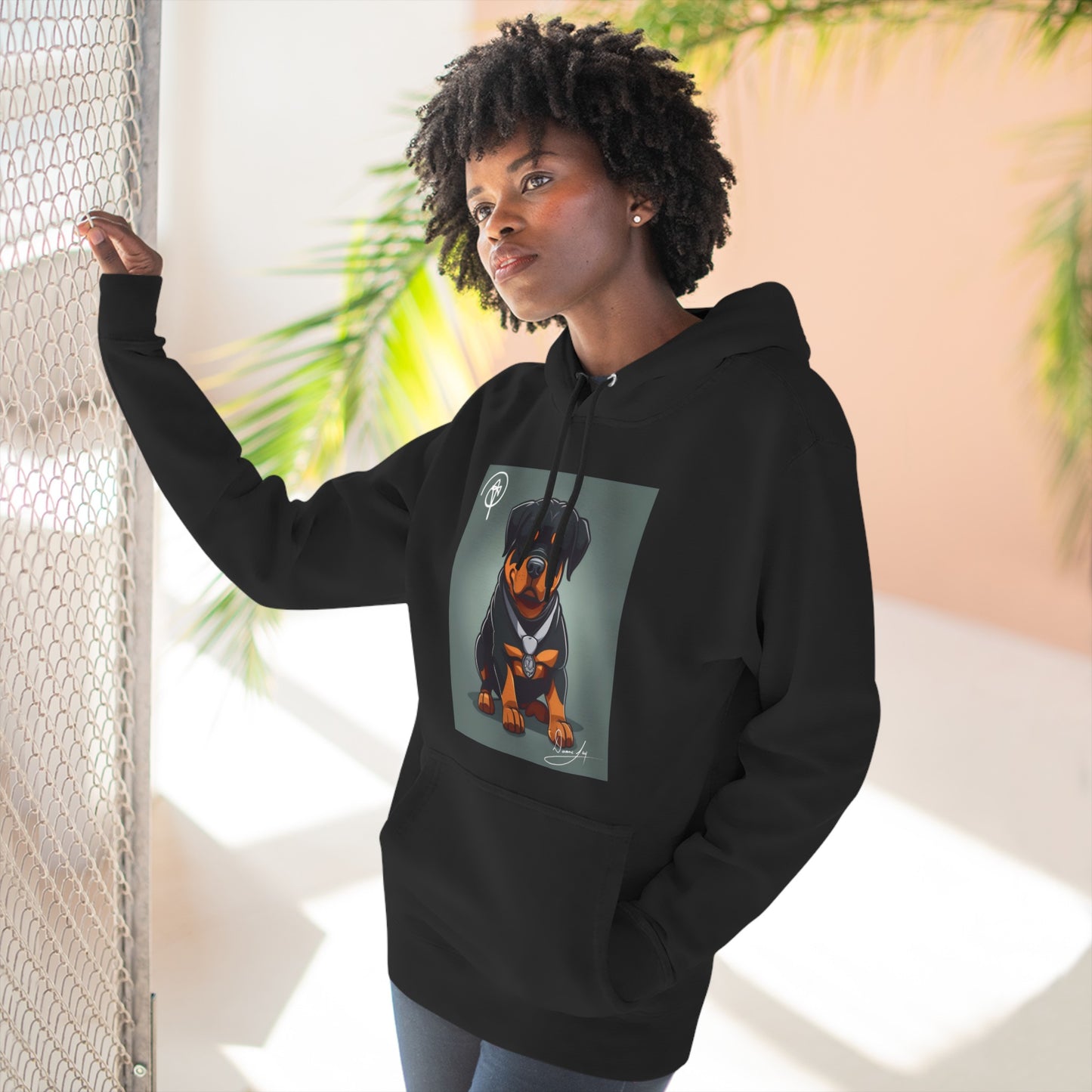 Three-Panel Rottweiler Fleece Hoodie