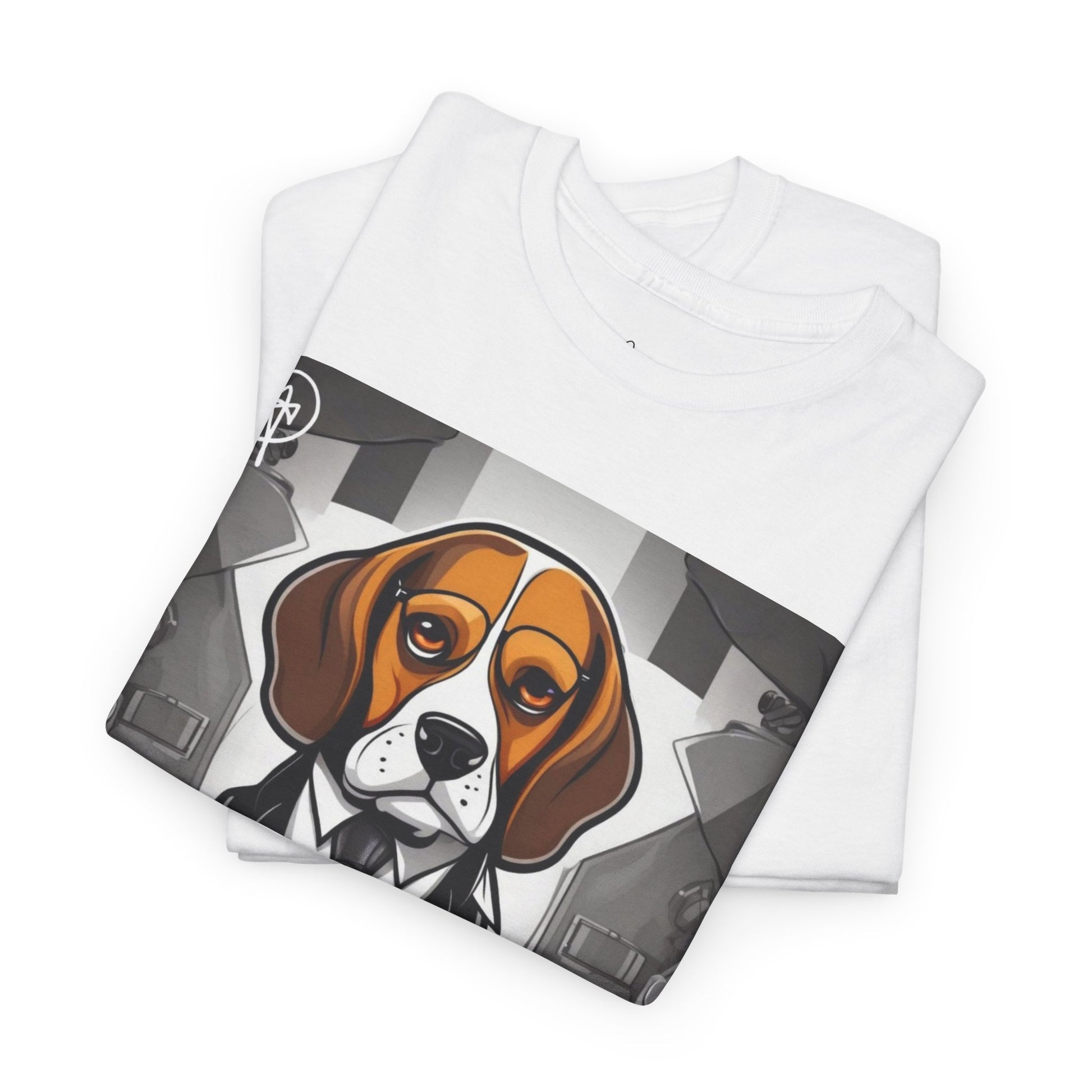 DuaneJay Beagle in a Suit T-Shirt — funny formal dog graphic tee featuring an adorable beagle dressed in a dapper suit, perfect for dog lovers who love bold streetwear style
