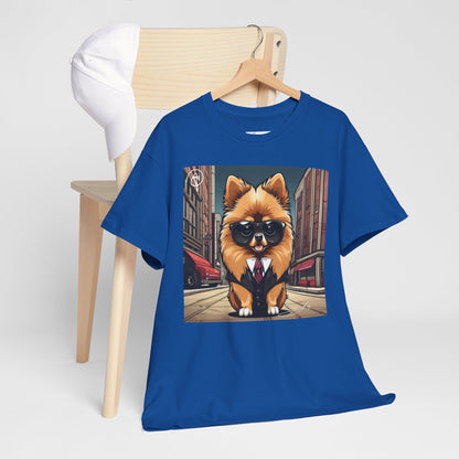 DuaneJay Pomeranian Business Dog T-Shirt — cute Pomeranian in suit graphic tee streetwear