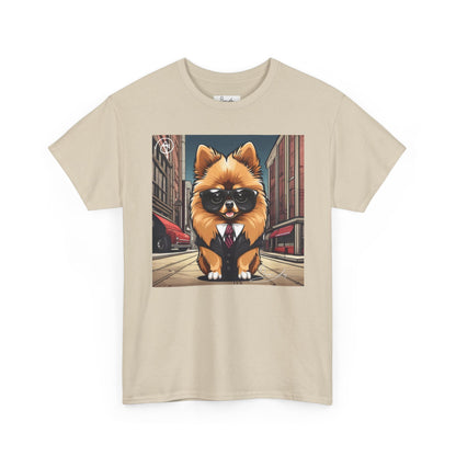 DuaneJay Pomeranian Business Dog T-Shirt — cute Pomeranian in suit graphic tee streetwear