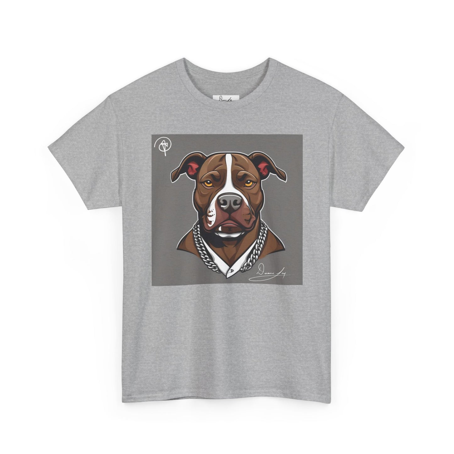 DuaneJay Pit Bull Portrait T-Shirt — stylish dog lover graphic tee streetwear