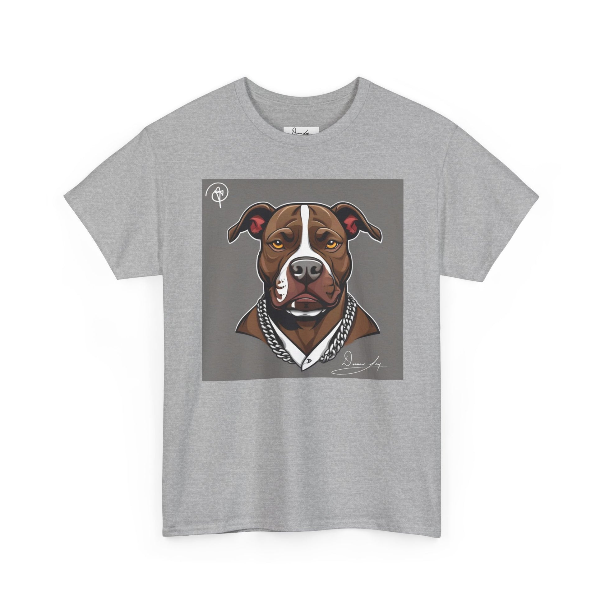 DuaneJay Pit Bull Portrait T-Shirt — stylish dog lover graphic tee streetwear
