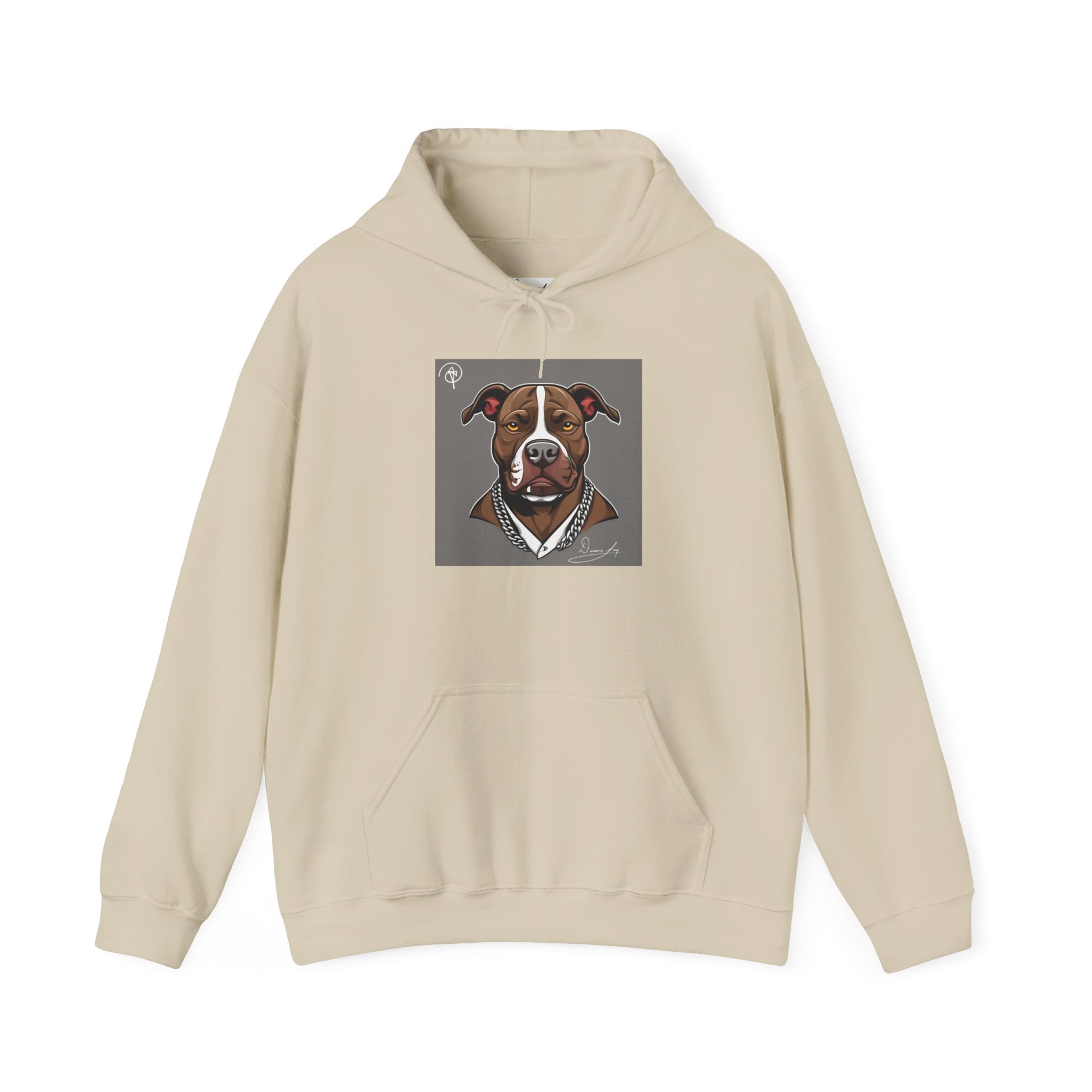 DuaneJay Pitbull Portrait Hoodie — premium streetwear pullover featuring a striking pitbull portrait graphic, crafted for dog lovers who wear their passion with bold confidence and signature DuaneJay Fashion style