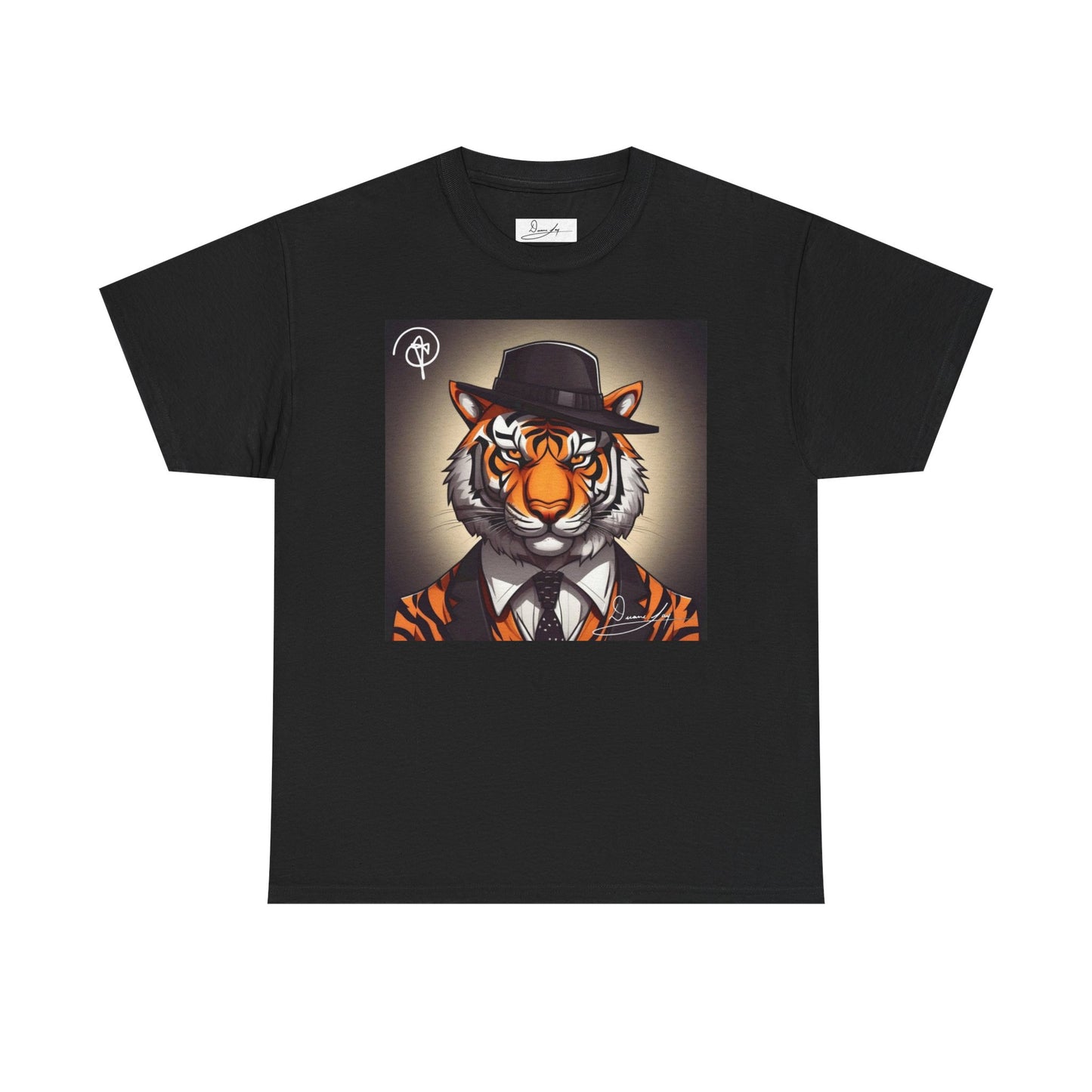 DuaneJay Tiger Gentleman T-Shirt — bold tiger graphic tee featuring a distinguished tiger in gentleman style, a powerful streetwear statement for those who wear confidence with class