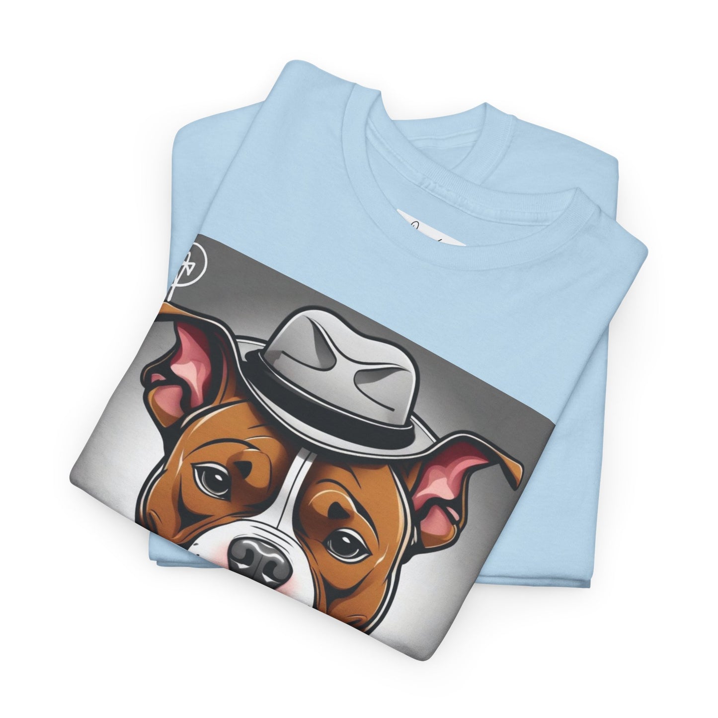 DuaneJay Gentleman Pitbull Tee — distinguished graphic tee featuring a dapper pitbull portrait blending elegance with bold streetwear energy for dog lovers with class and confidence