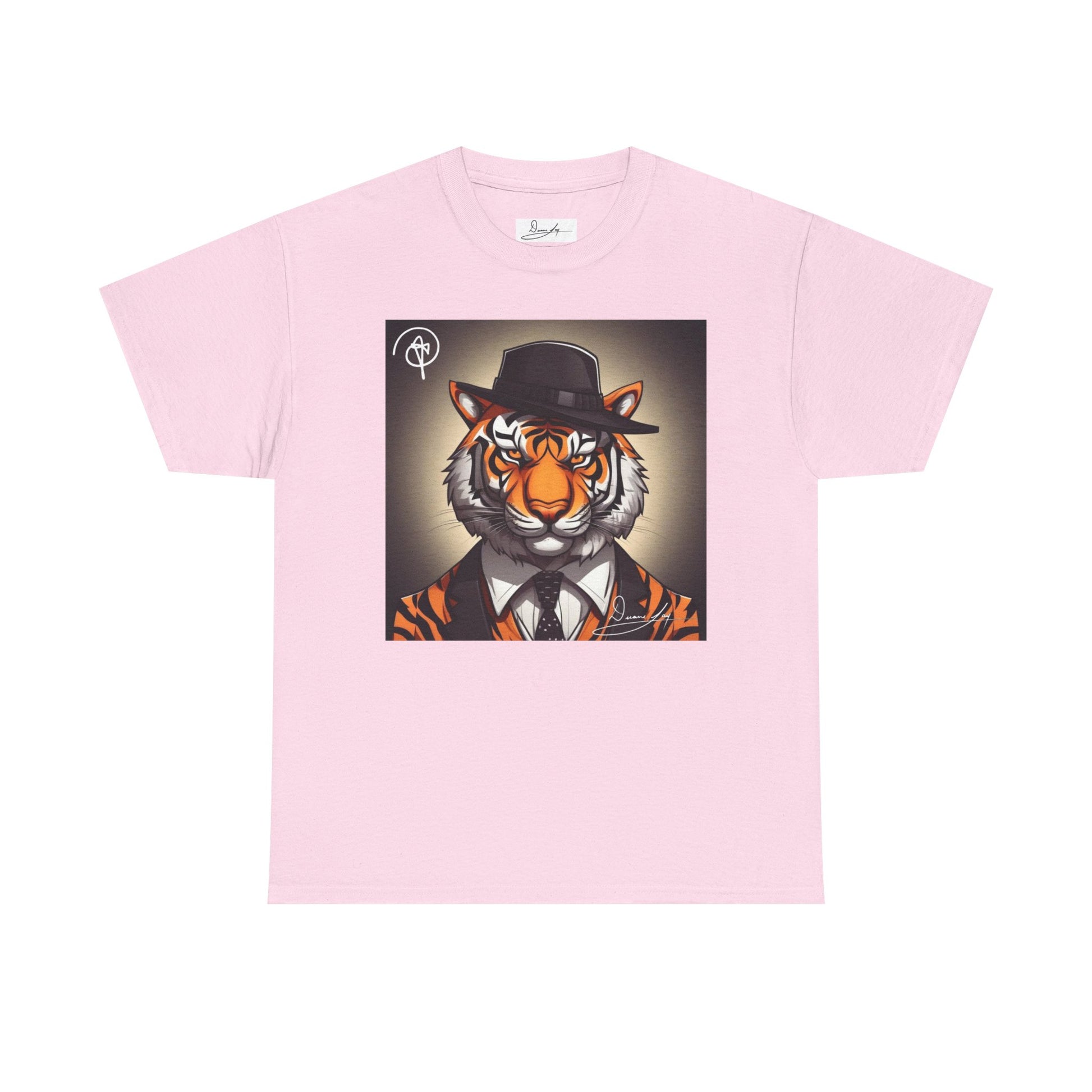 DuaneJay Tiger Gentleman T-Shirt — bold tiger graphic tee featuring a distinguished tiger in gentleman style, a powerful streetwear statement for those who wear confidence with class