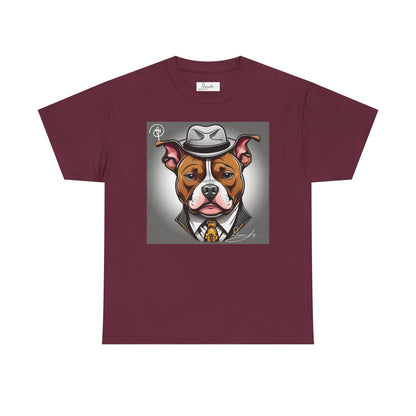 DuaneJay Gentleman Pitbull Tee — distinguished graphic tee featuring a dapper pitbull portrait blending elegance with bold streetwear energy for dog lovers with class and confidence