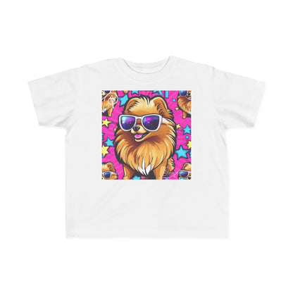 DuaneJay Toddler Tee Cool Pomeranian Sunglasses Graphic — adorable kids graphic tee featuring a cool Pomeranian rocking sunglasses, a fun and stylish streetwear-inspired look for the littlest members of the DuaneJay Fashion family