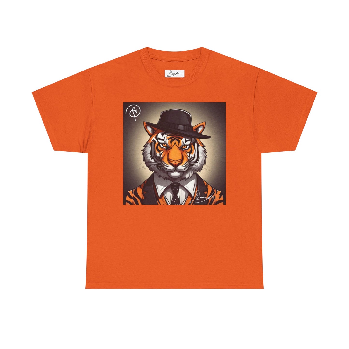 DuaneJay Tiger Gentleman T-Shirt — bold tiger graphic tee featuring a distinguished tiger in gentleman style, a powerful streetwear statement for those who wear confidence with class