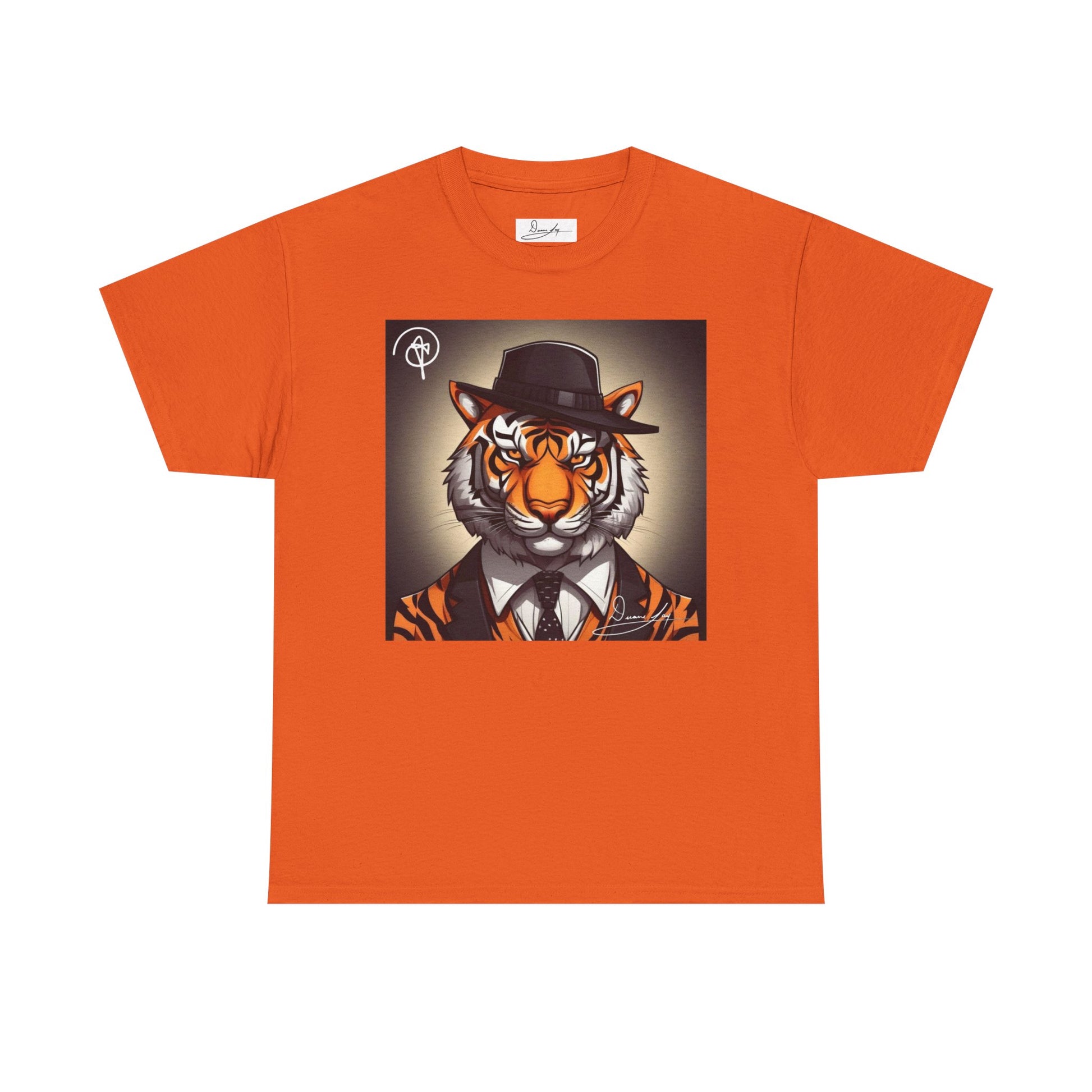 DuaneJay Tiger Gentleman T-Shirt — bold tiger graphic tee featuring a distinguished tiger in gentleman style, a powerful streetwear statement for those who wear confidence with class