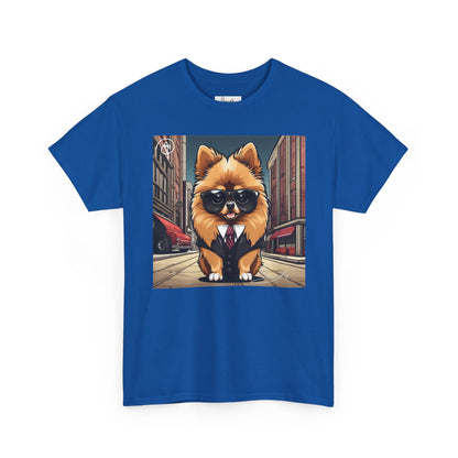 DuaneJay Pomeranian Business Dog T-Shirt — cute Pomeranian in suit graphic tee streetwear