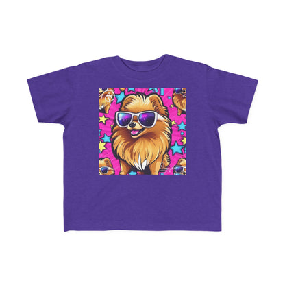 DuaneJay Toddler Tee Cool Pomeranian Sunglasses Graphic — adorable kids graphic tee featuring a cool Pomeranian rocking sunglasses, a fun and stylish streetwear-inspired look for the littlest members of the DuaneJay Fashion family