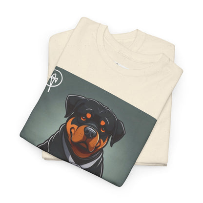 DuaneJay Rottweiler Puppy Portrait T-Shirt — charming graphic tee featuring an adorable Rottweiler puppy rendered in stunning artistic detail, a perfect blend of cuteness and signature streetwear style for devoted dog lovers