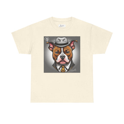 DuaneJay Gentleman Pitbull Tee — distinguished graphic tee featuring a dapper pitbull portrait blending elegance with bold streetwear energy for dog lovers with class and confidence