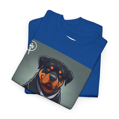 DuaneJay Rottweiler Puppy Portrait T-Shirt — charming graphic tee featuring an adorable Rottweiler puppy rendered in stunning artistic detail, a perfect blend of cuteness and signature streetwear style for devoted dog lovers