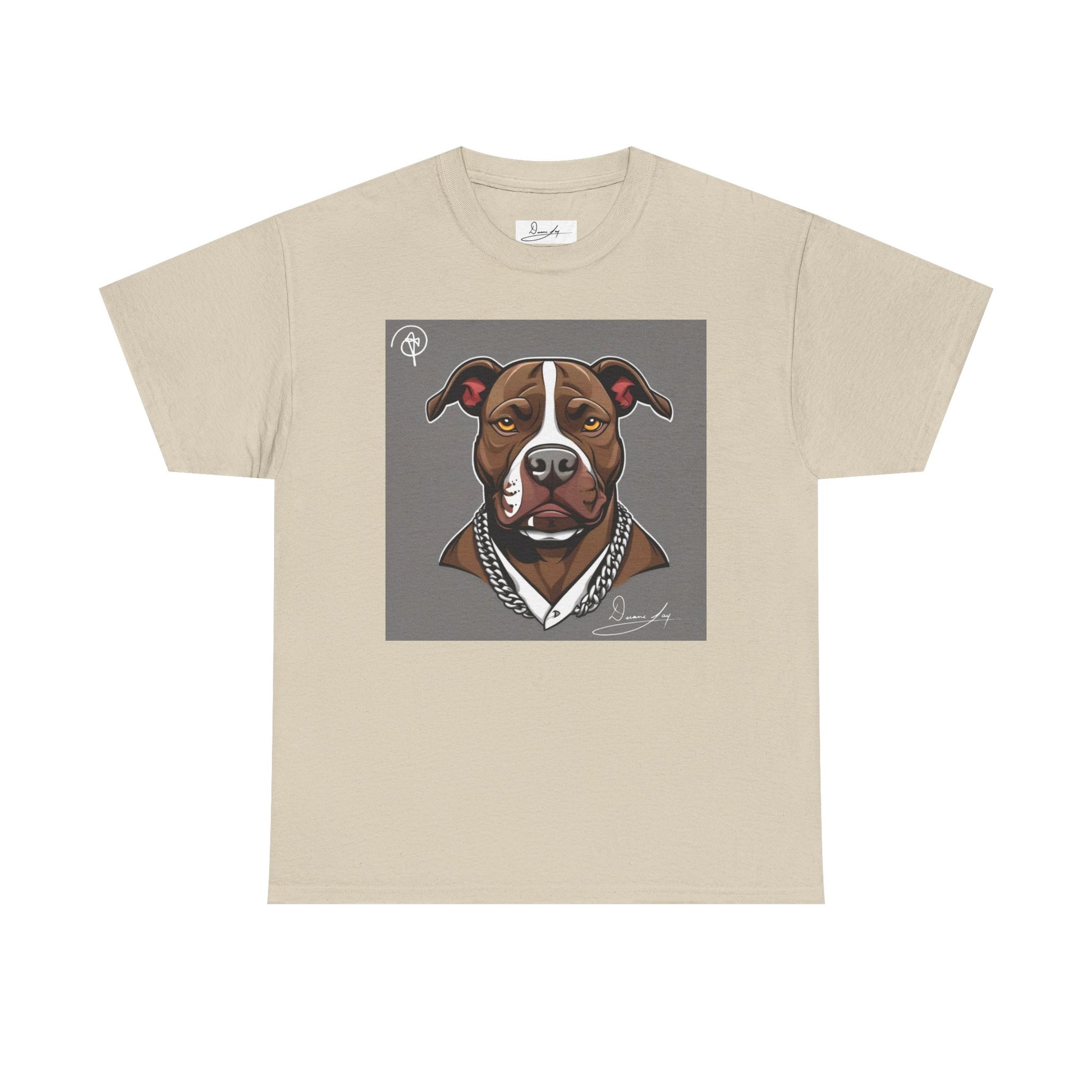 DuaneJay Pit Bull Portrait T-Shirt — stylish dog lover graphic tee streetwear