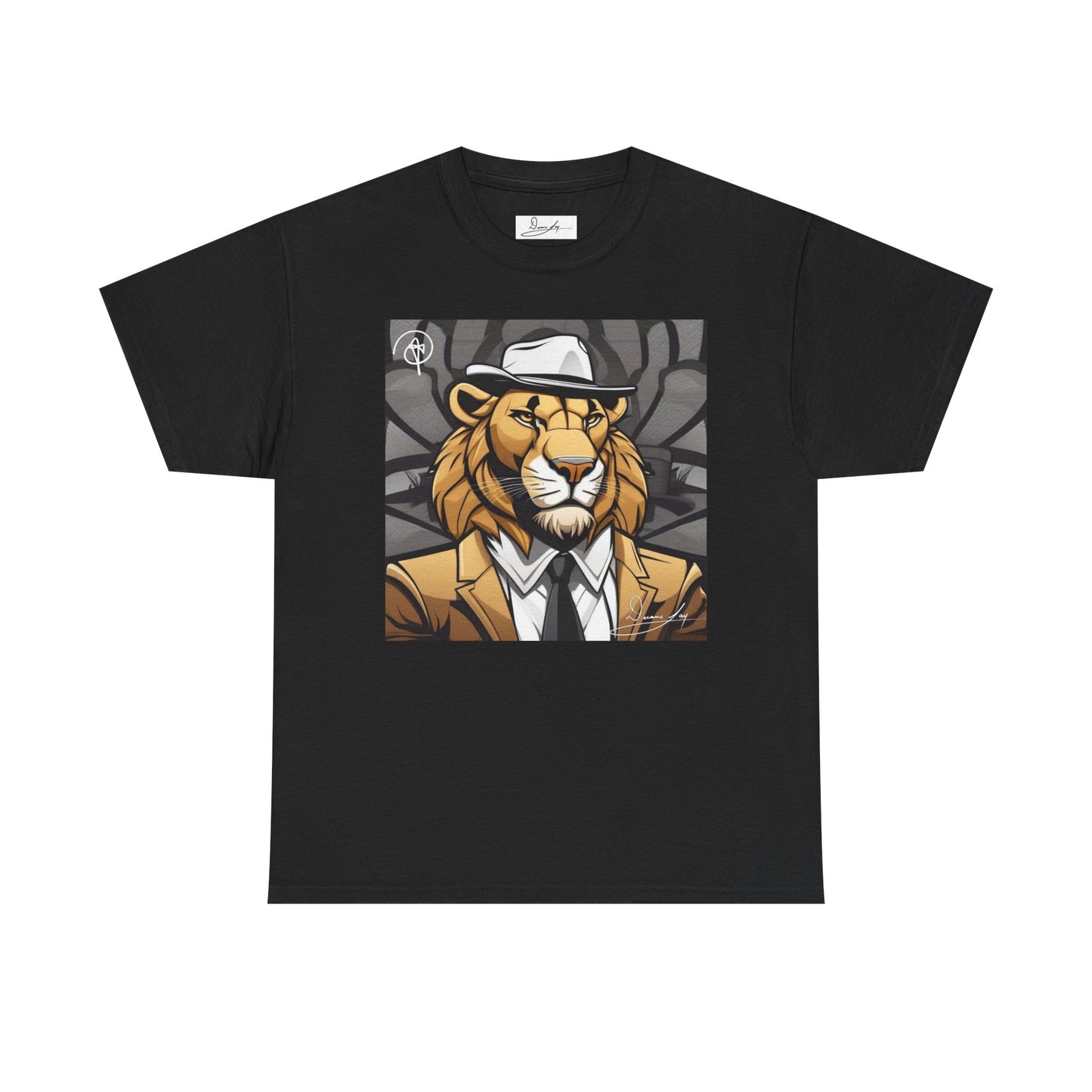 DuaneJay Lion Gangster Graphic Tee — powerful streetwear tee featuring a bold lion with gangster-inspired artistry, symbolizing strength, dominance, and signature style